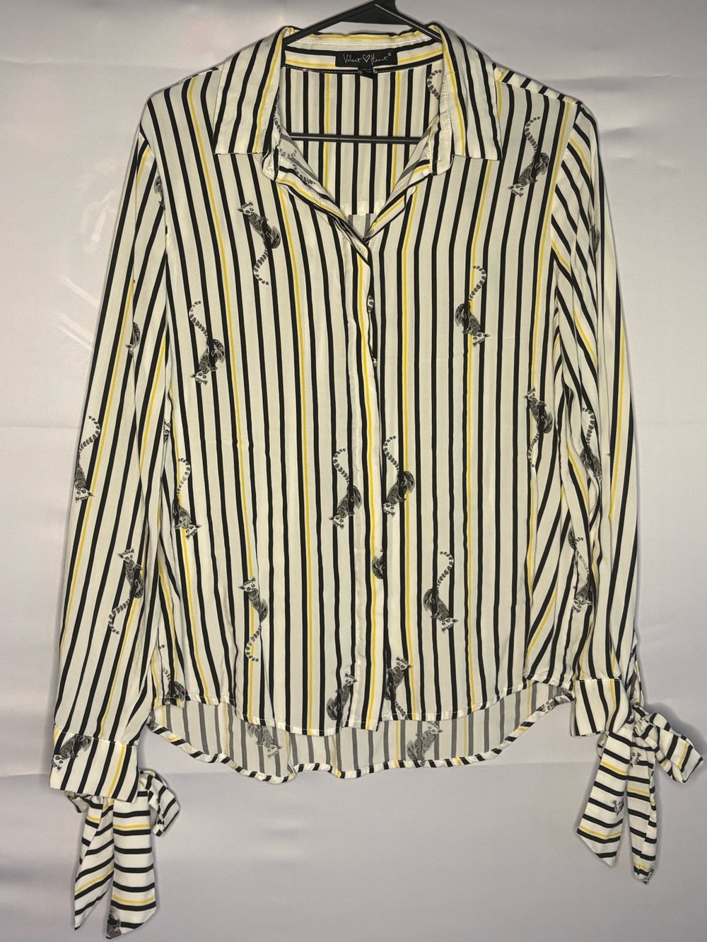 Lemur Striped Button Up Blouse